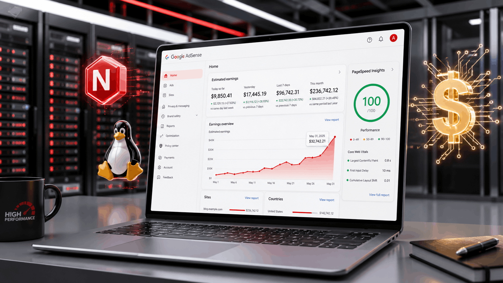 Optimize Linux VPS for AdSense Revenue - Advanced guide to Nginx caching, Core Web Vitals, and server-side SEO for high-traffic blogs